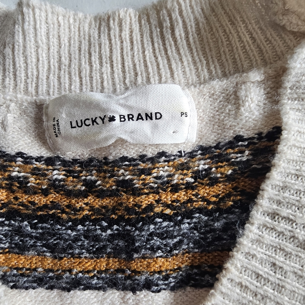 Lucky Brand Fair Isle Cardigan Knit Sweater Dress Aztec Geomteric Patterned - Picture 3 of 16